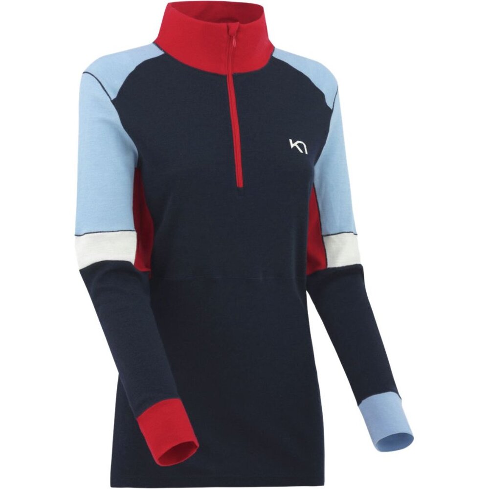 Kari Traa Women's Navy, Light Blue & Red Half-Zip Top
